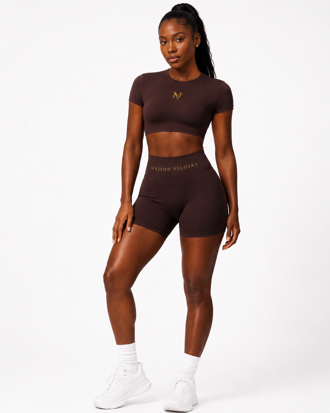 Maison Viloski SculptFit™ Luxe Short Set – Cocoa Brown
